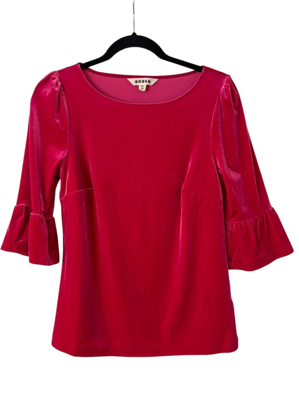 Boden Velvet Ruffle Sleeve Top - Picture 2 of 4